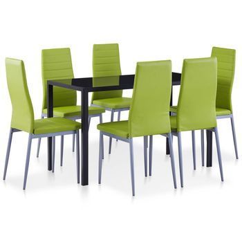 Conjunto De Mesa Y Sillas De Comedor 7 Piezas Verde Vidaxl