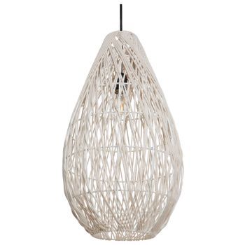 Lámpara Colgante Cuerda De Algodón Pantalla Jaula Hecha A Mano Estilo Japandi Natural Beige Annotto