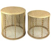 juego 2 mesitas auxiliares bambu