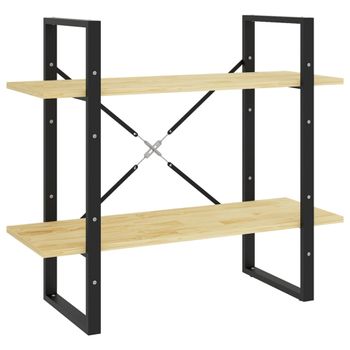 Estantería de 2 niveles madera maciza de pino marrón 80x30x70 cm