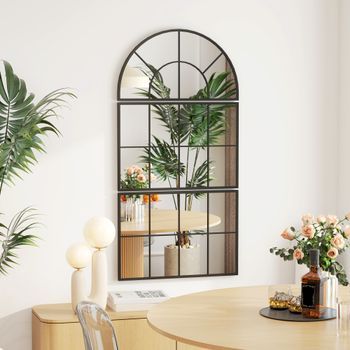 Espejo De Pared De Metal Vidrio Homcom 76x149 Cm-negro