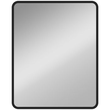 HOMCOM Espejo de pared rectangular 50 x 40 cm, espejo decorativo moderno con marco de metal para salón, entrada, pasillo, negro   Aosom España