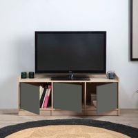 mueble tv 3 puertas color roblegris 139 x 40 x 54 cm