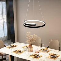 nettlife lampara colgante led aluminio negro 40cm diam150cm diseno regulable lampara de mesa de moderna con control remoto para  dormitorio