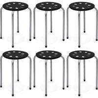 juego de 6 taburetes redondos apilables de metal asiento redondo con marco costway 37 x 37 x 45 cm