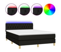cama box spring colchon y luces led tela negro 140x190 cm diseno de botones