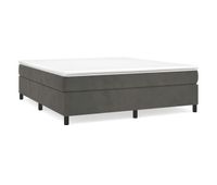 cama box spring con colchon terciopelo gris oscuro 180x200 cm