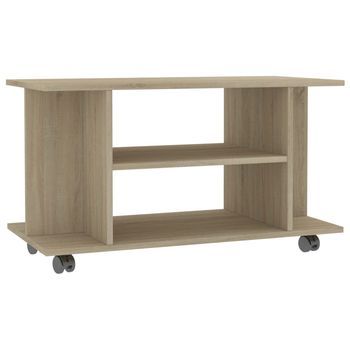 Mueble De Tv Ruedas Madera Ingeniería Roble Sonoma 80x40x45 Cm Vidaxl