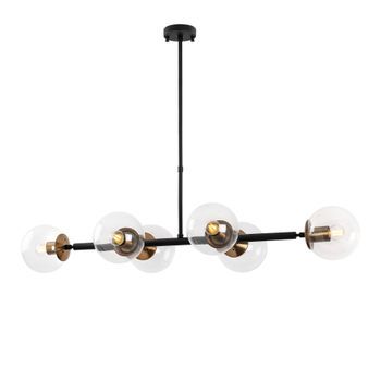 Lámpara De Techo Fazli-10495 Negro Oro Cobrizo Metal Vidrio 110x40x35-66 Cm