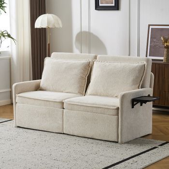 Sofá Cama - Mueble Para Salón - Chenilla - Beige (172.5x71x95cm)