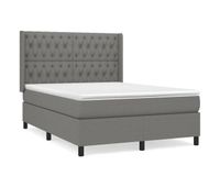 cama box spring con colchon tela gris oscuro 140x190 cm diseno de botones