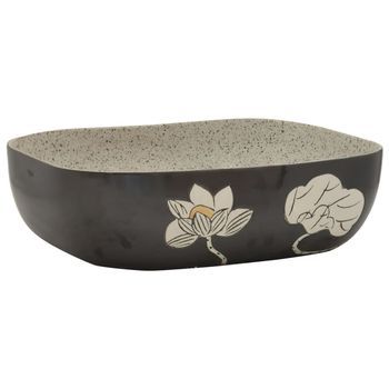 Lavabo De Baño Moderno | Lavabo Encimera Rectangular Cerámica Gris Negro 48x37,5x13,5 Cm