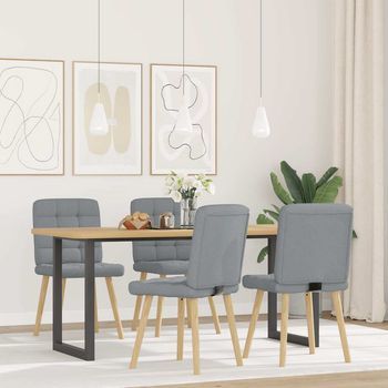 Sillas De Comedor 4 Uds | Silla De Cocina Tela Gris Claro