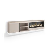 mueble tv television muebles de salon almacenaje 212x35x50cm para tv hasta 80 chimenea electrica xxl colgado suspendido led estilo moderno beige