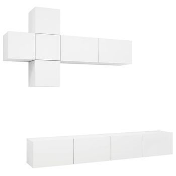Set De Muebles De Salón Tv 7 Piezas Madera De Ingeniería Blanco