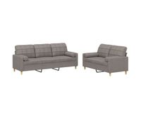 vidaxl juego de sofas con cojines 2 piezas tela gris taupe