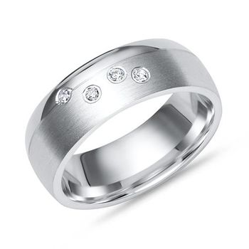Anillo de plata 925 con 4 circonitas parcialmente matizado