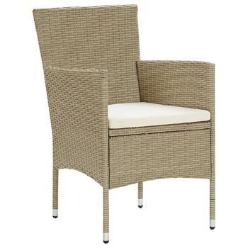 Conjunto De Jardín Vidaxl 2 Sillones+1 Mesa Tapa Vidrio Beige