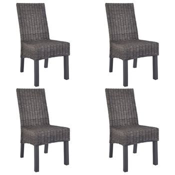 Sillas De Comedor 4 Unidades Ratán Kubu Y Madera Mango Marrón Vidaxl