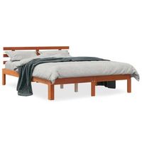 cama para adultos estructura cama con cabecero madera pino marron cera 120x190 cm cfw635648