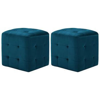Mesitas De Noche 2 Unidades Terciopelo Azul 30x30x30 Cm Vidaxl