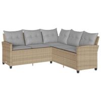 sofa en forma de l con cojines ratan sintetico beige vidaxl