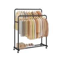 perchero para ropa con ruedas y frenos ajustables negro tinta  465 x 110 x 1555 cm