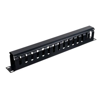 Aiten Data Organizador de Cables Metálico 1U con Tapa Negro