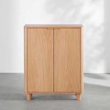 Zapatero de chapa de roble claro con 2 puertas de 80 cm