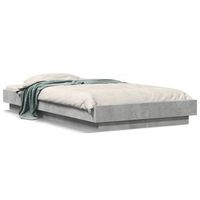 cama individual  cama para adultos  estructura cama con luces led madera gris hormigon 90x190 cm