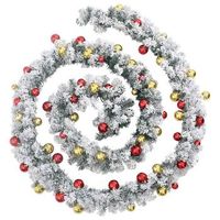 guirnalda de navidad con bolas y luces led pvc verde 10 m