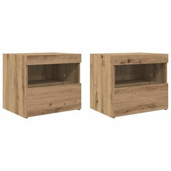 Juego De Mesitas De Noche - Armarios De Noche Con Cajón Roble Artisan 50 X 40 X 45 Cm Mc6908