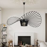 nettlife lampara colgante e27 negro moderna diam120cm diseno sombrero policarbonato max40w para salon comedor cocina sin bombilla