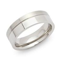anillo de acero inoxidable parcialmente pulido de 7 mm de ancho