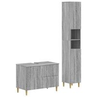 juego de gabinete de bano de 2 piezas delft sonoma gris vidaxl