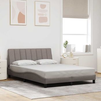 Cama Matrimonial | Cama Para Adultos | Cama Sin Colchón Tela Gris Taupe 140x200 Cm Cfw864861