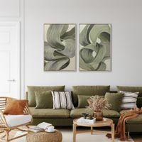 conjunto de 2 cuadros lienzo abstracto verde 80x3x120 cm