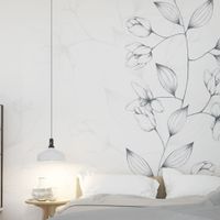 papel pintado panoramico flores trepadoras blanco y negro 2