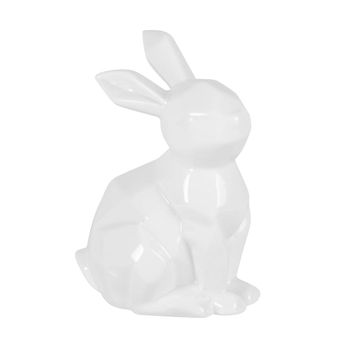 Conejo de origami de porcelana blanca Alt. 15 cm