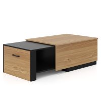 costway mesa de centro extensible de madera con compartimientos y encimera adicional deslizante diseno rectangular para salon estudio