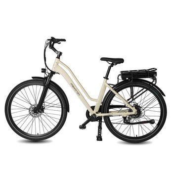 Bicicleta Eléctrica Maxtron Urban 7, De Cuadro Bajo Para Ciudad, Batería De 36v 12.8ah, Beige