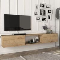 mueble tv flotante paltamo 180x31x30 cm - efecto roble encasa