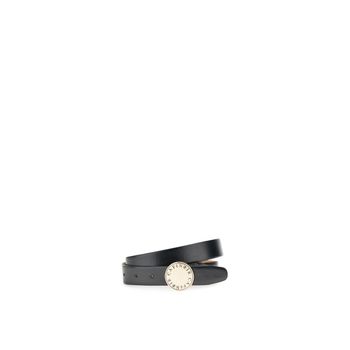cinturón de piel con hebilla metálica con esmalte negro black taglia unica