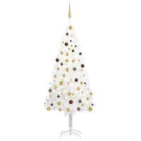 arbol de navidad preiluminado con luces y bolas blanco 210 cm vidaxl