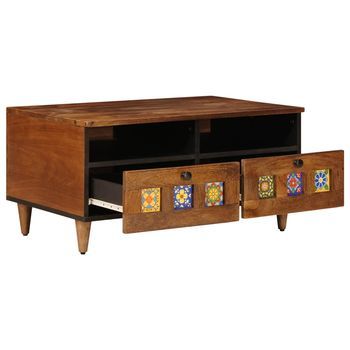 Mueble De Tv | Mueble De Salón | Gabinete De Tv Nogal 70 X 33 X 46 Cm Madera De Mango Maciza