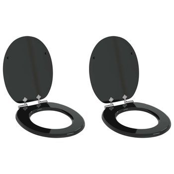 Asiento De Inodoro De Cierre Suave 2 Uds. Negro 44 X 38 Cm Vidaxl