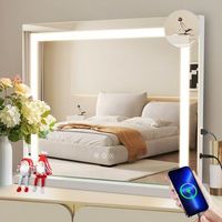 nettlife espejo de maquillaje con iluminacion regulable con 3 modos de iluminacion de color espejo de aumento conexion usb 5x