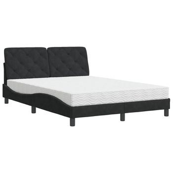 Cama Con Colchón Terciopelo Negro 140x190 Cm Vidaxl