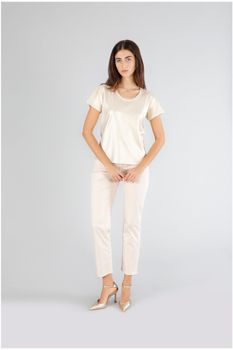 camiseta manga corta canalé plateada light gold