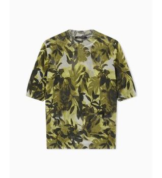 A|X Armani Exchange para mujer. XW001909AF21576F7137 Camiseta con estampado Ibiza verde (M), Casual, Viscosa, Manga corta